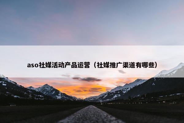 aso社媒活动产品运营（社媒推广渠道有哪些）