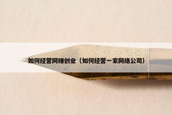 如何经营网赚创业（如何经营一家网络公司）