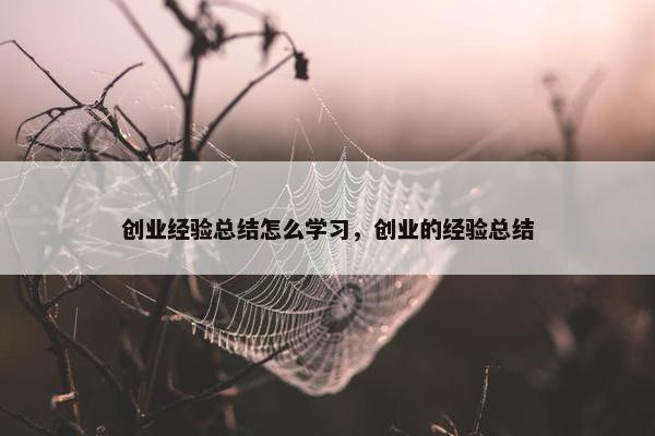 创业经验总结怎么学习，创业的经验总结