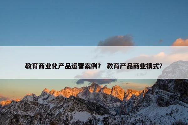 教育商业化产品运营案例？ 教育产品商业模式？