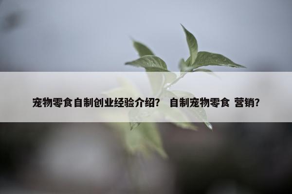 宠物零食自制创业经验介绍？ 自制宠物零食 营销？
