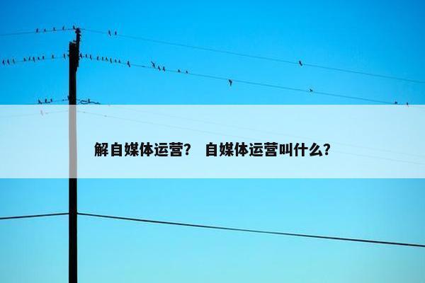 解自媒体运营？ 自媒体运营叫什么？