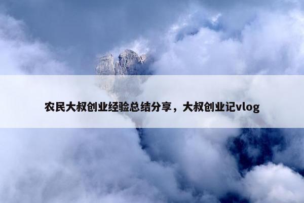 农民大叔创业经验总结分享，大叔创业记vlog