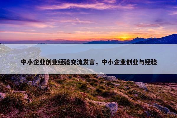 中小企业创业经验交流发言，中小企业创业与经验