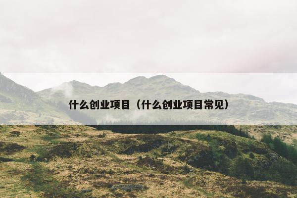 什么创业项目（什么创业项目常见）