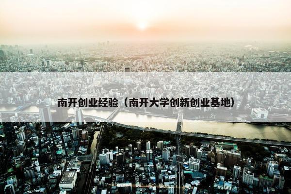 南开创业经验（南开大学创新创业基地）