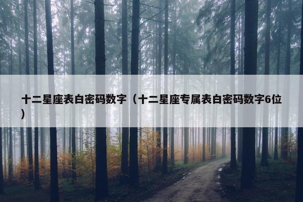 十二星座表白密码数字（十二星座专属表白密码数字6位）