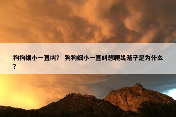 狗狗细小一直叫？ 狗狗细小一直叫想爬出笼子是为什么？