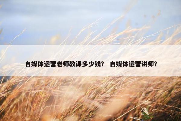 自媒体运营老师教课多少钱？ 自媒体运营讲师？