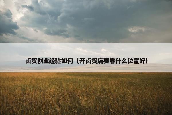 卤货创业经验如何（开卤货店要靠什么位置好）