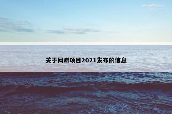 关于网赚项目2021发布的信息