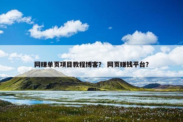 网赚单页项目教程博客？ 网页赚钱平台？