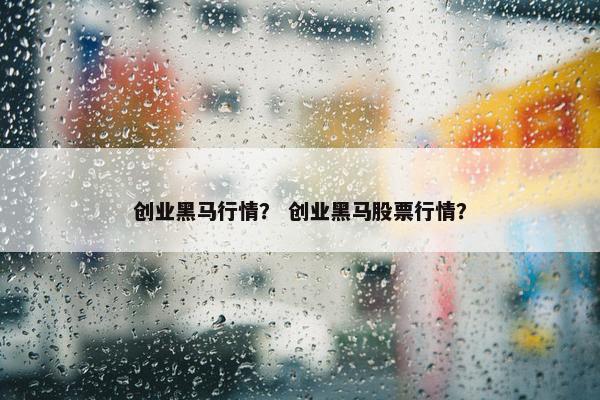 创业黑马行情？ 创业黑马股票行情？
