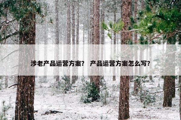 涉老产品运营方案？ 产品运营方案怎么写？