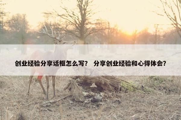 创业经验分享话框怎么写？ 分享创业经验和心得体会？