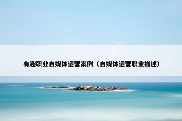 有趣职业自媒体运营案例（自媒体运营职业描述）