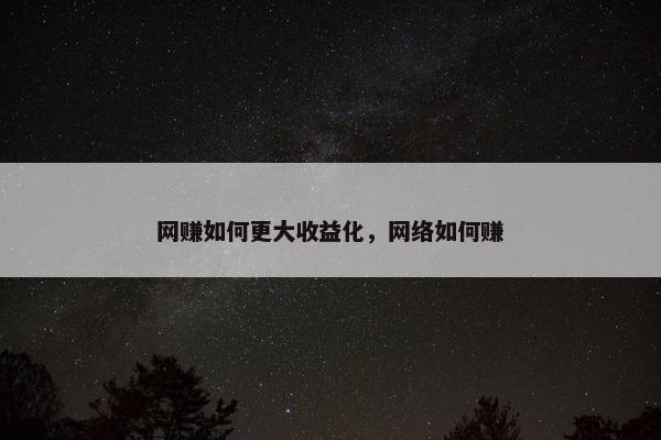 网赚如何更大收益化，网络如何赚