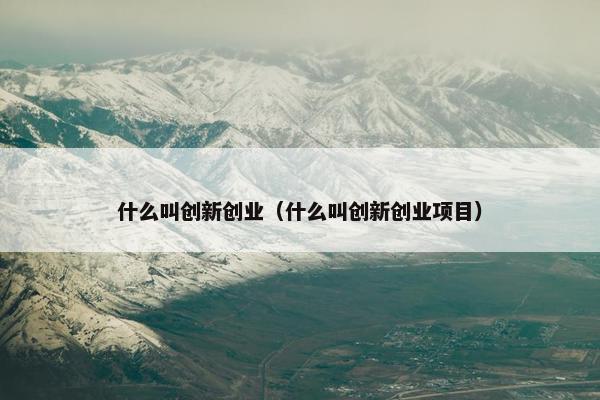 什么叫创新创业（什么叫创新创业项目）