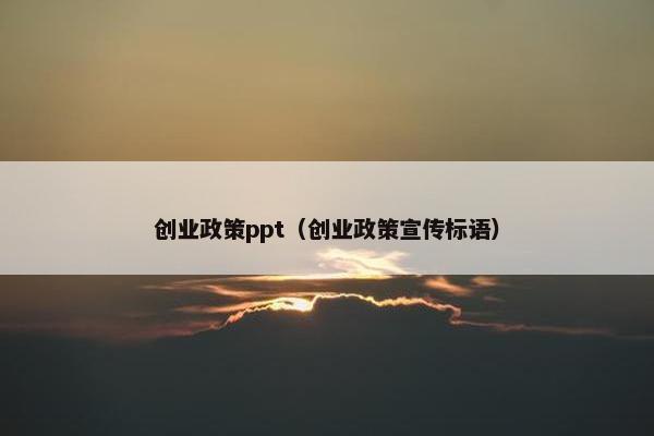 创业政策ppt（创业政策宣传标语）