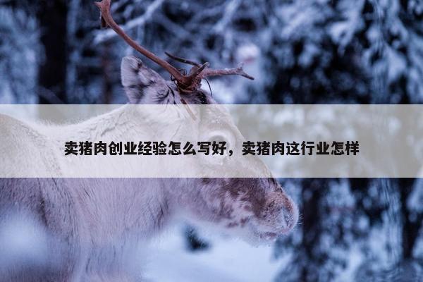 卖猪肉创业经验怎么写好，卖猪肉这行业怎样