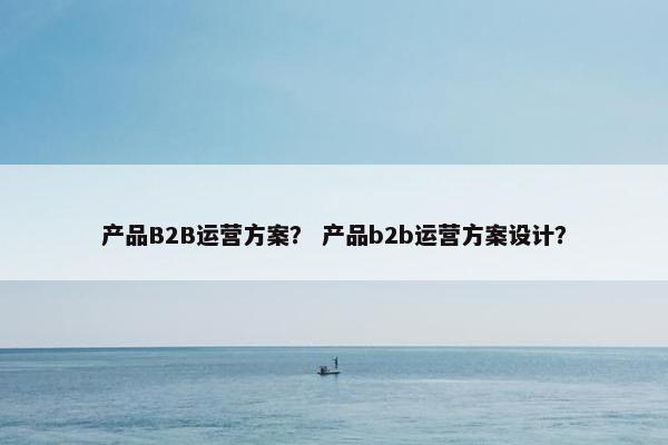 产品B2B运营方案？ 产品b2b运营方案设计？