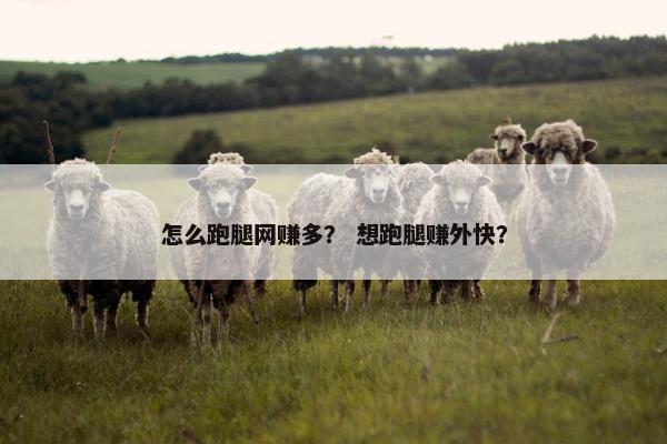 怎么跑腿网赚多？ 想跑腿赚外快？