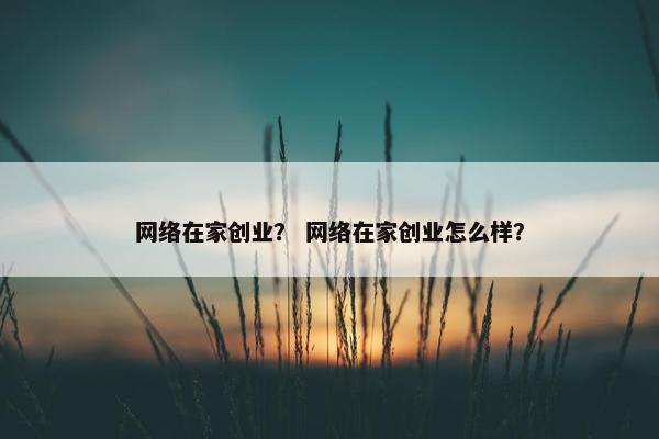 网络在家创业？ 网络在家创业怎么样？