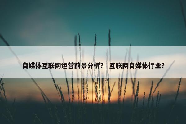 自媒体互联网运营前景分析？ 互联网自媒体行业？
