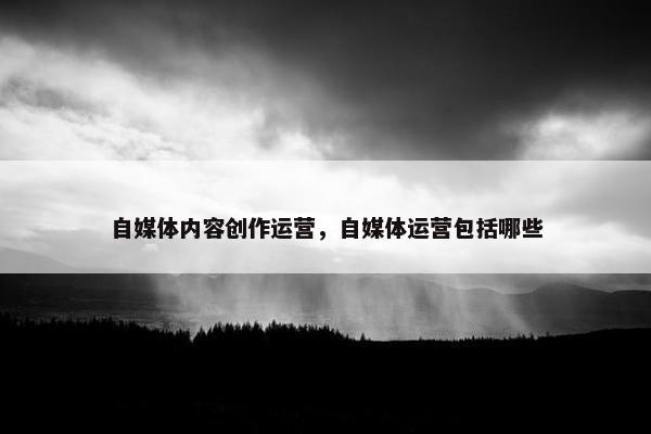 自媒体内容创作运营，自媒体运营包括哪些
