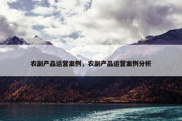 农副产品运营案例，农副产品运营案例分析