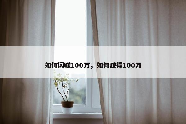 如何网赚100万，如何赚得100万