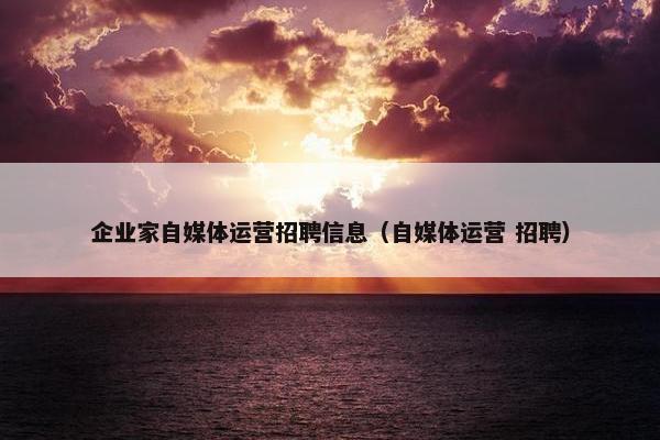 企业家自媒体运营招聘信息（自媒体运营 招聘）