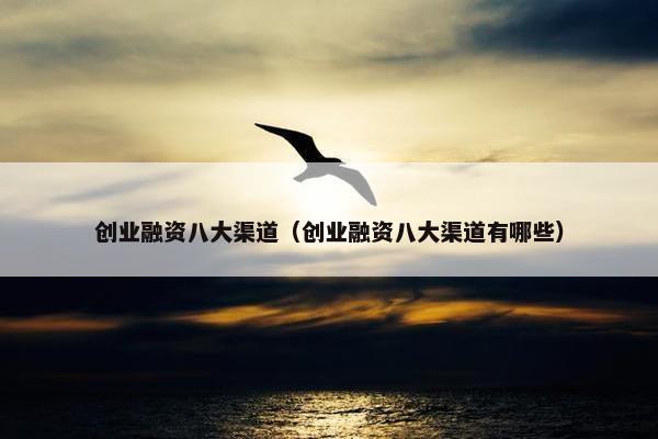创业融资八大渠道（创业融资八大渠道有哪些）