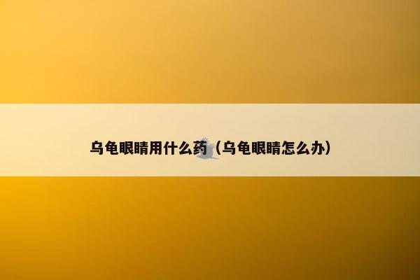 乌龟眼睛用什么药（乌龟眼睛怎么办）