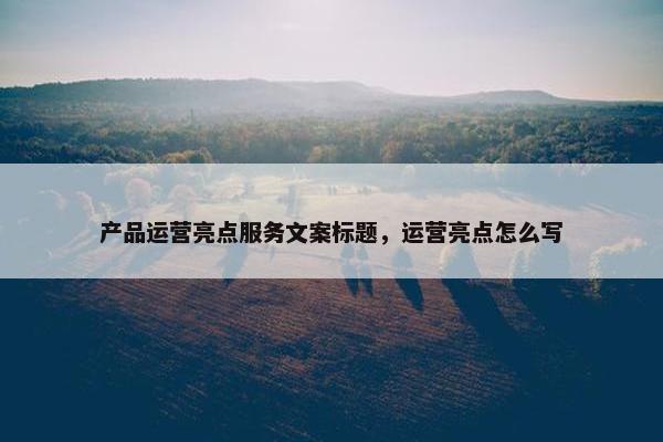 产品运营亮点服务文案标题，运营亮点怎么写