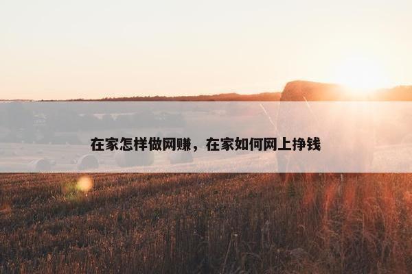 在家怎样做网赚，在家如何网上挣钱