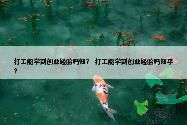 打工能学到创业经验吗知？ 打工能学到创业经验吗知乎？