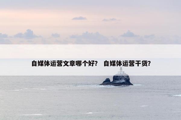 自媒体运营文章哪个好？ 自媒体运营干货？