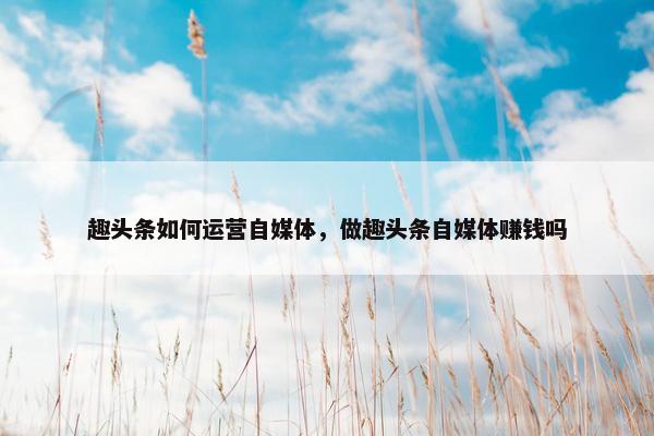 趣头条如何运营自媒体，做趣头条自媒体赚钱吗