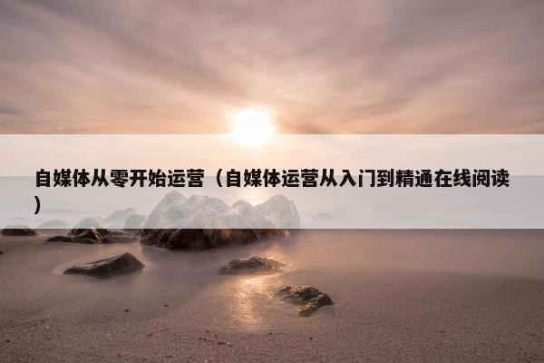 自媒体从零开始运营（自媒体运营从入门到精通在线阅读）