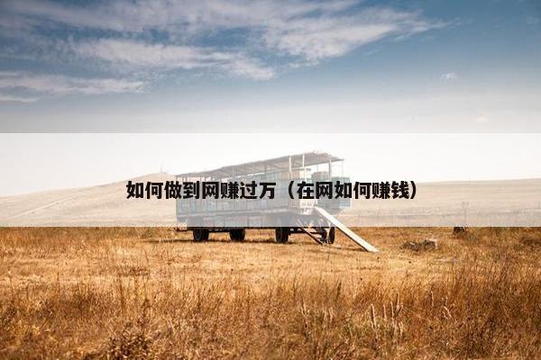 如何做到网赚过万（在网如何赚钱）