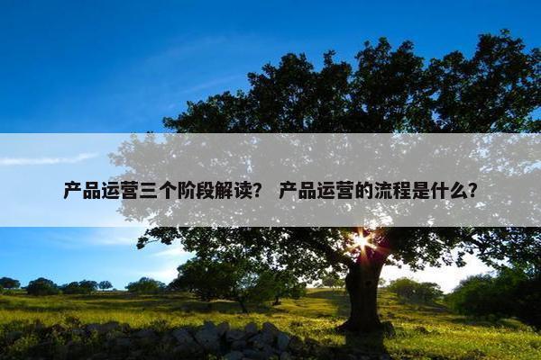 产品运营三个阶段解读？ 产品运营的流程是什么？