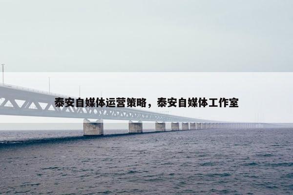 泰安自媒体运营策略，泰安自媒体工作室