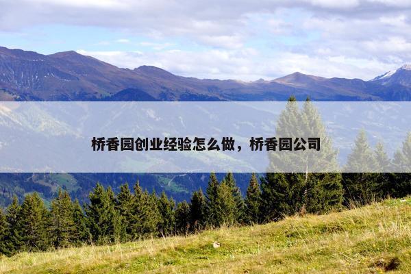 桥香园创业经验怎么做，桥香园公司