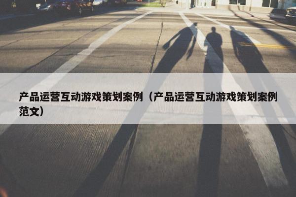 产品运营互动游戏策划案例（产品运营互动游戏策划案例范文）