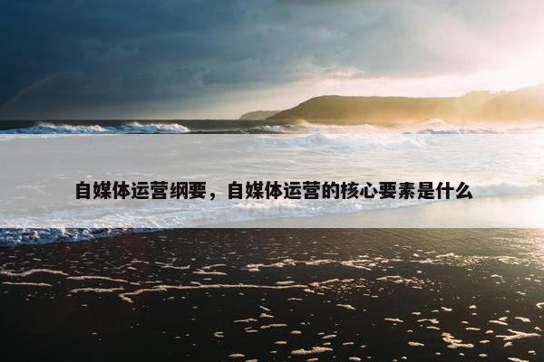 自媒体运营纲要，自媒体运营的核心要素是什么