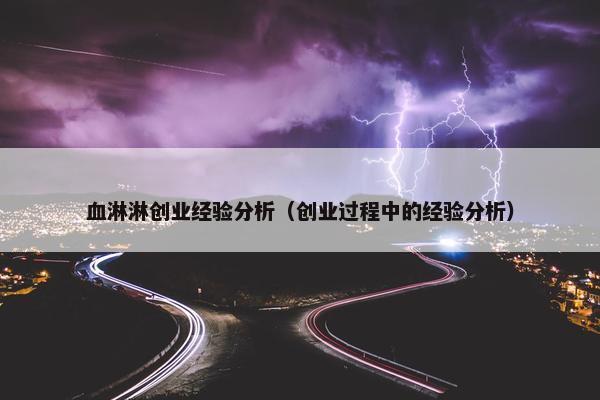 血淋淋创业经验分析（创业过程中的经验分析）