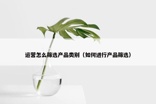 运营怎么筛选产品类别（如何进行产品筛选）