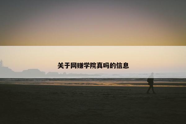 关于网赚学院真吗的信息