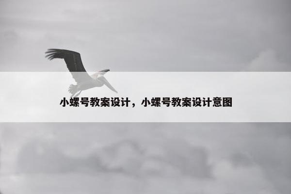 小螺号教案设计，小螺号教案设计意图